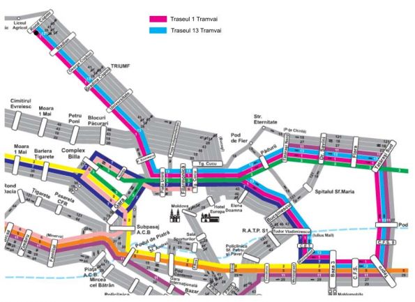 Traseele 1 si 13 de tramvai din Iasi