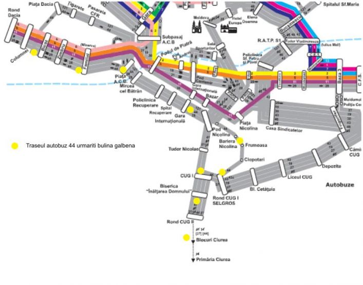 Traseul 44 autobuz Unistil Iasi