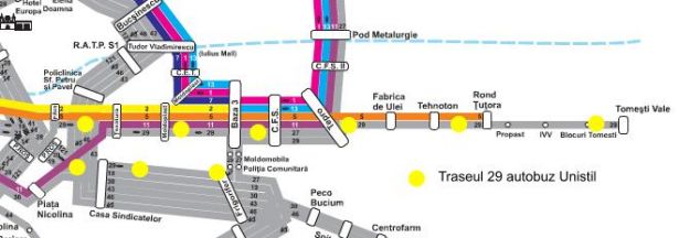 Traseul 29 autobuz Unistil Iasi